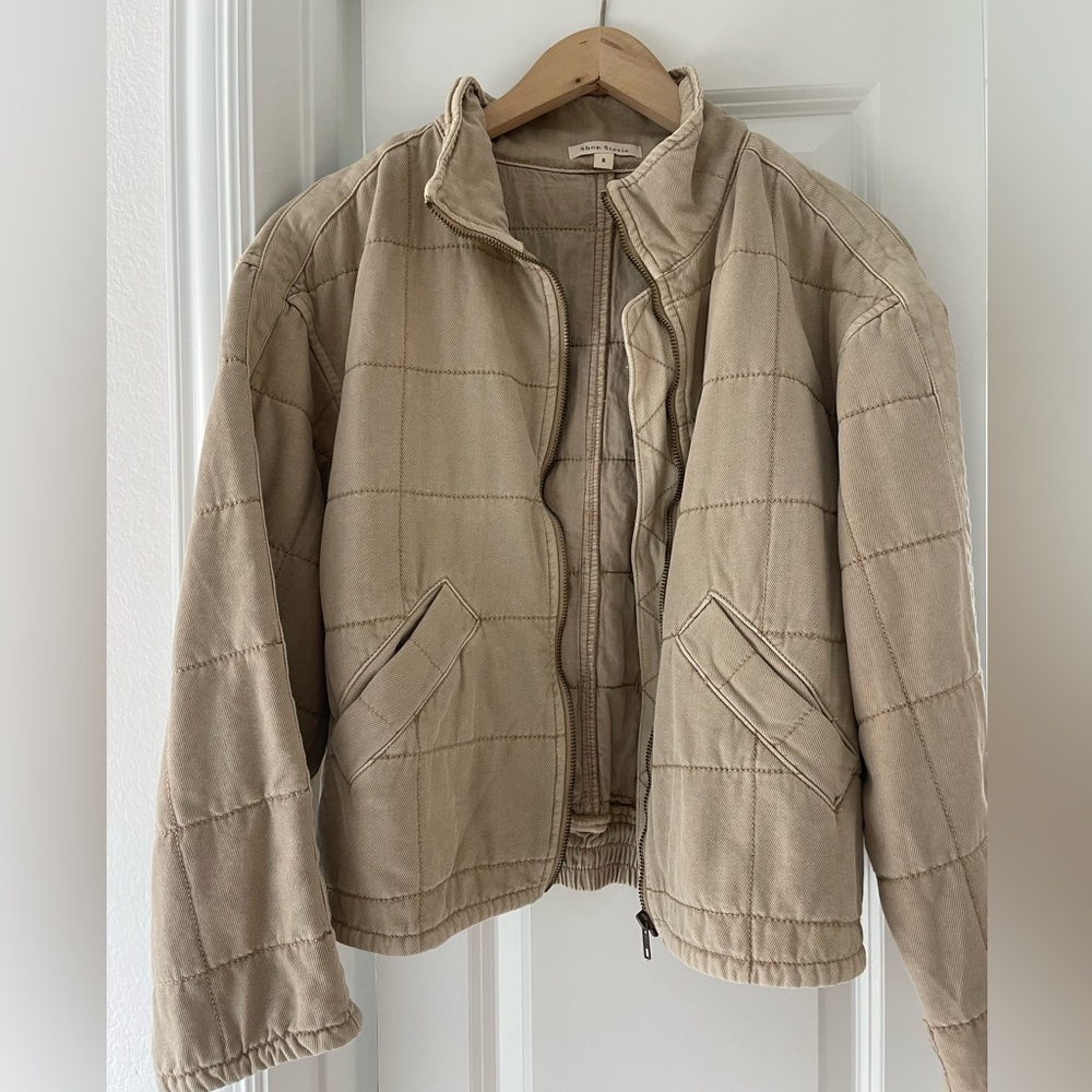 Shop Stevie Beige Quilted Jacket - Free People Look a Like